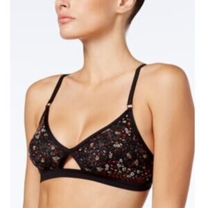 Cosabella Keyhole Printed Bralette Bra, Black Flower Field Size Small